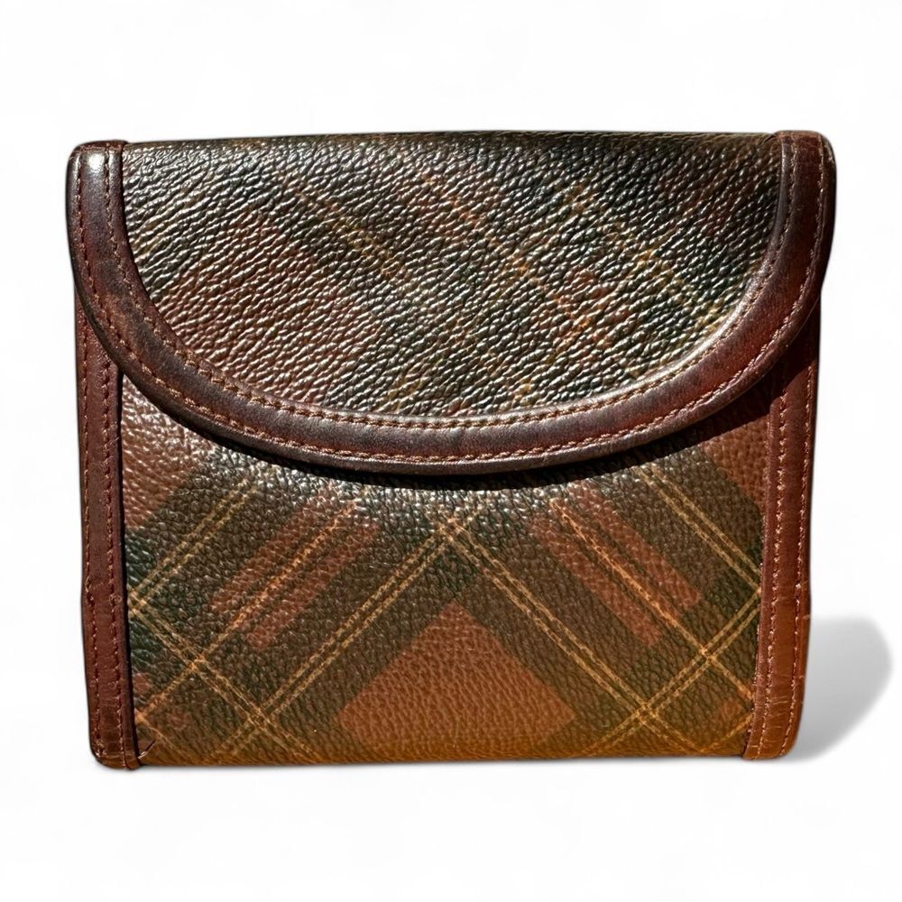 Polo Ralph Lauren Vintage Tartan Plaid Leather Wallet Brown Classic Preppy